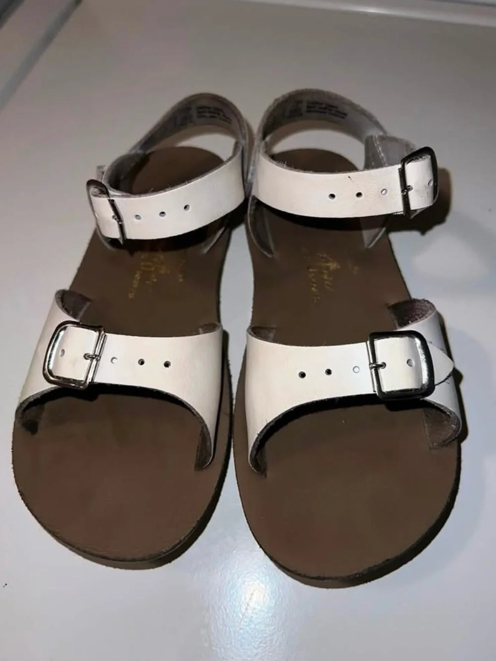 Toddler White Buckle Strap Sandals with Adjustable Ankle Strap